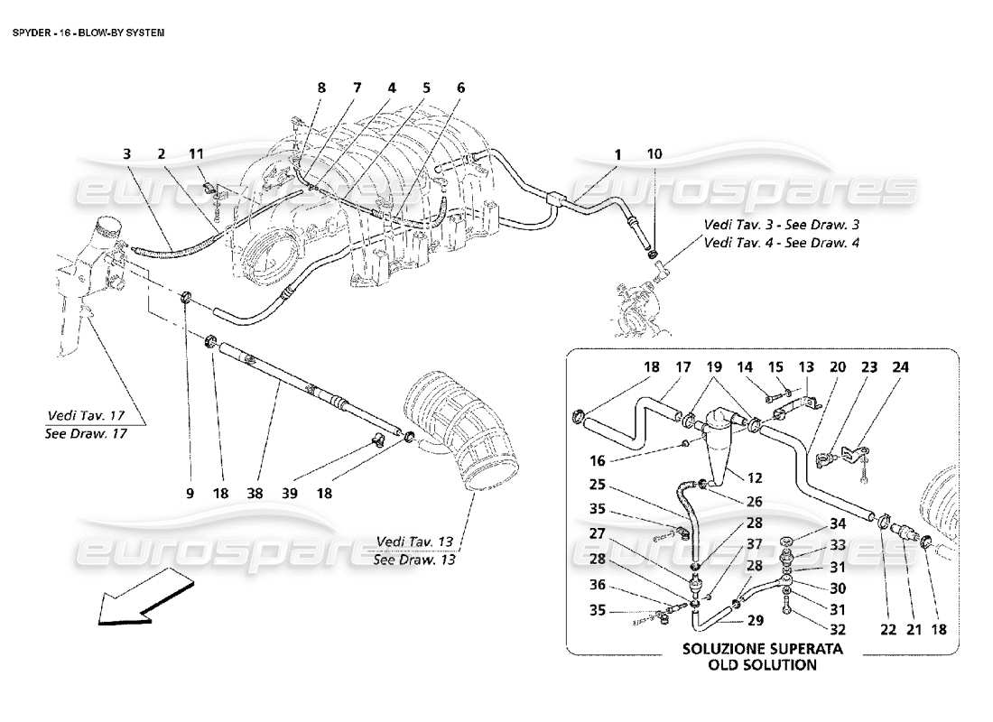 maserati 4200 spyder (2002) blow - by system parts diagram