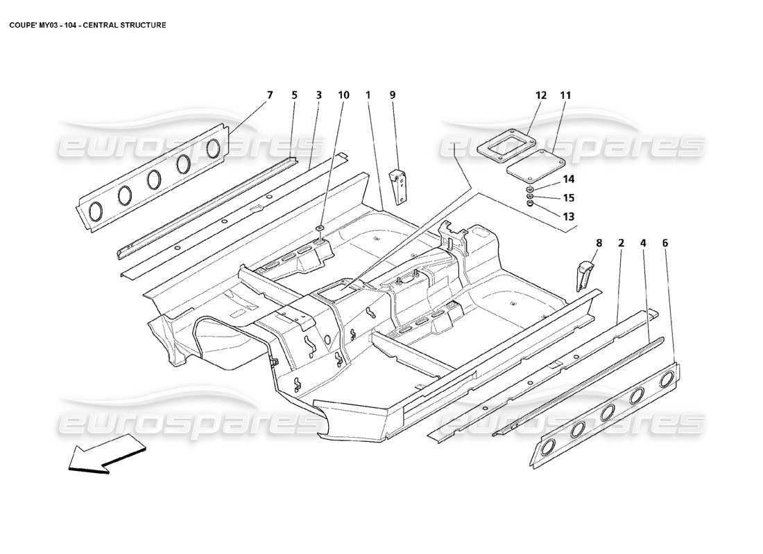 maserati 4200 coupe (2003) central structure part diagram