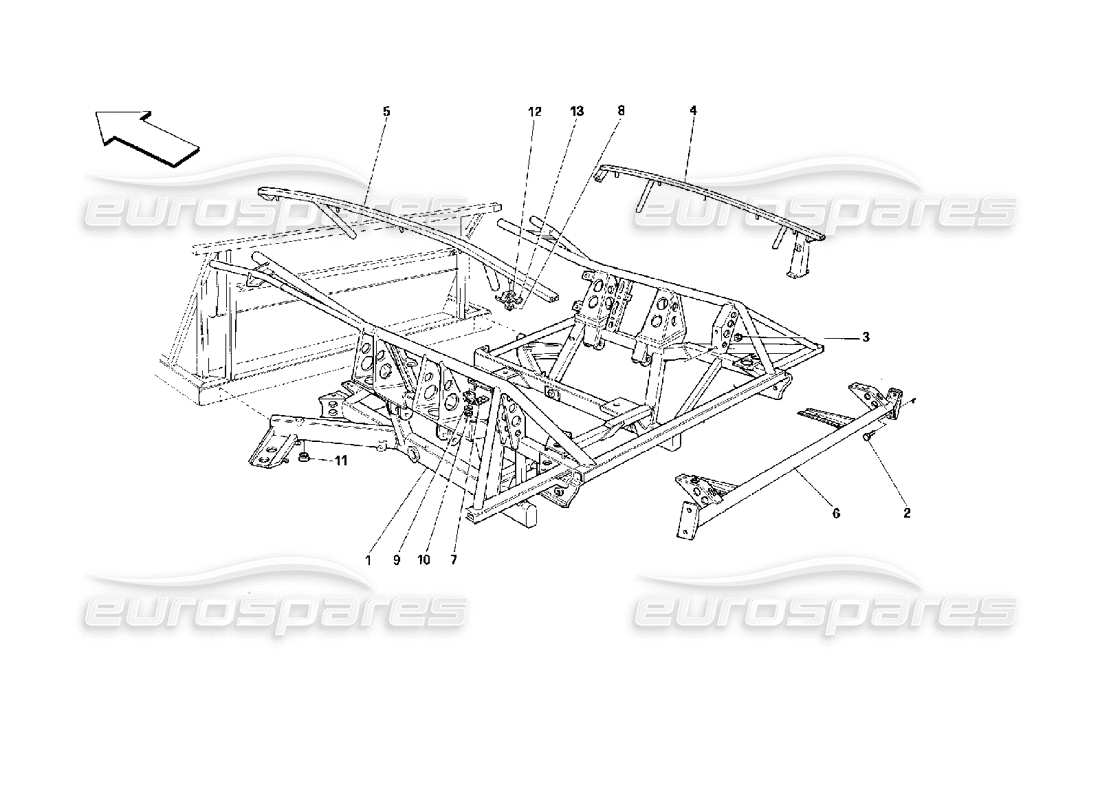 ferrari 512 m rear frame part diagram