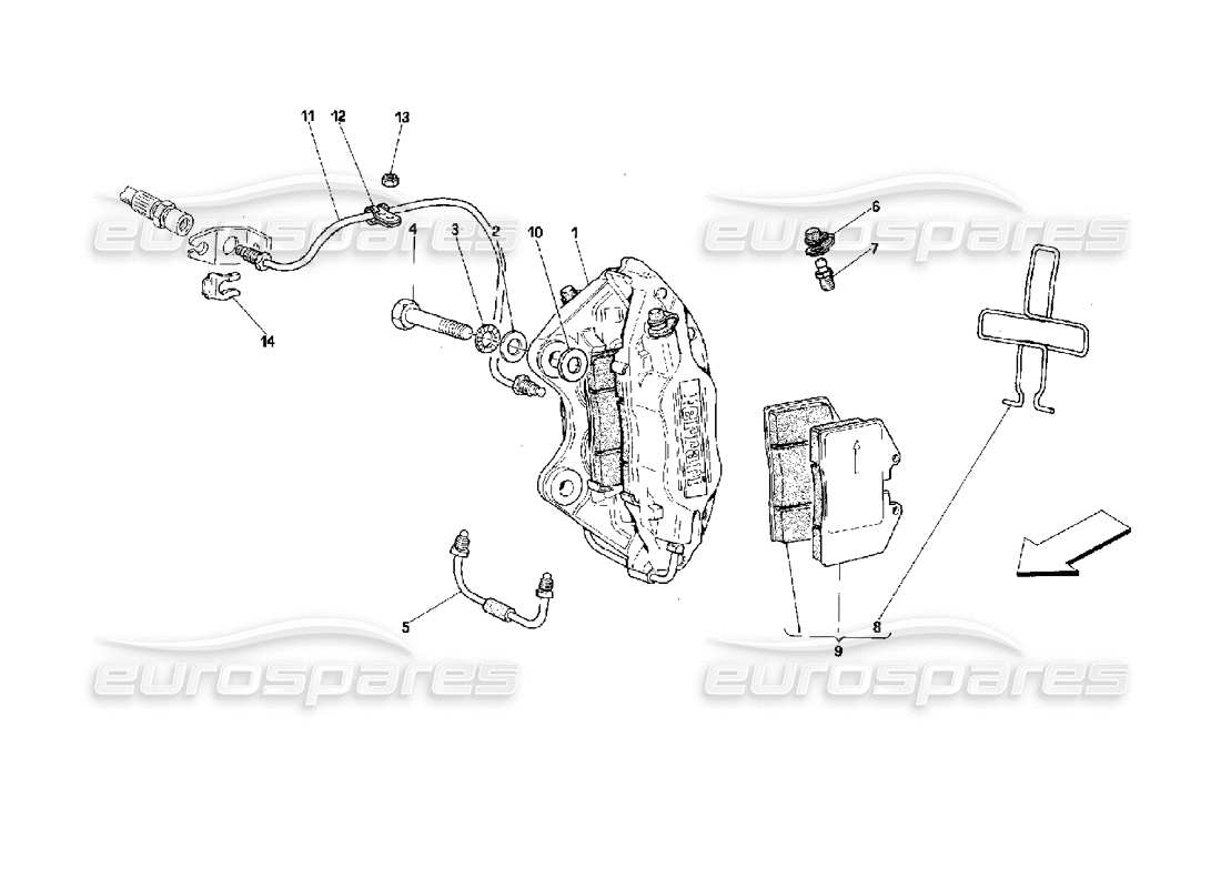 ferrari 512 m rear brakes calipers part diagram
