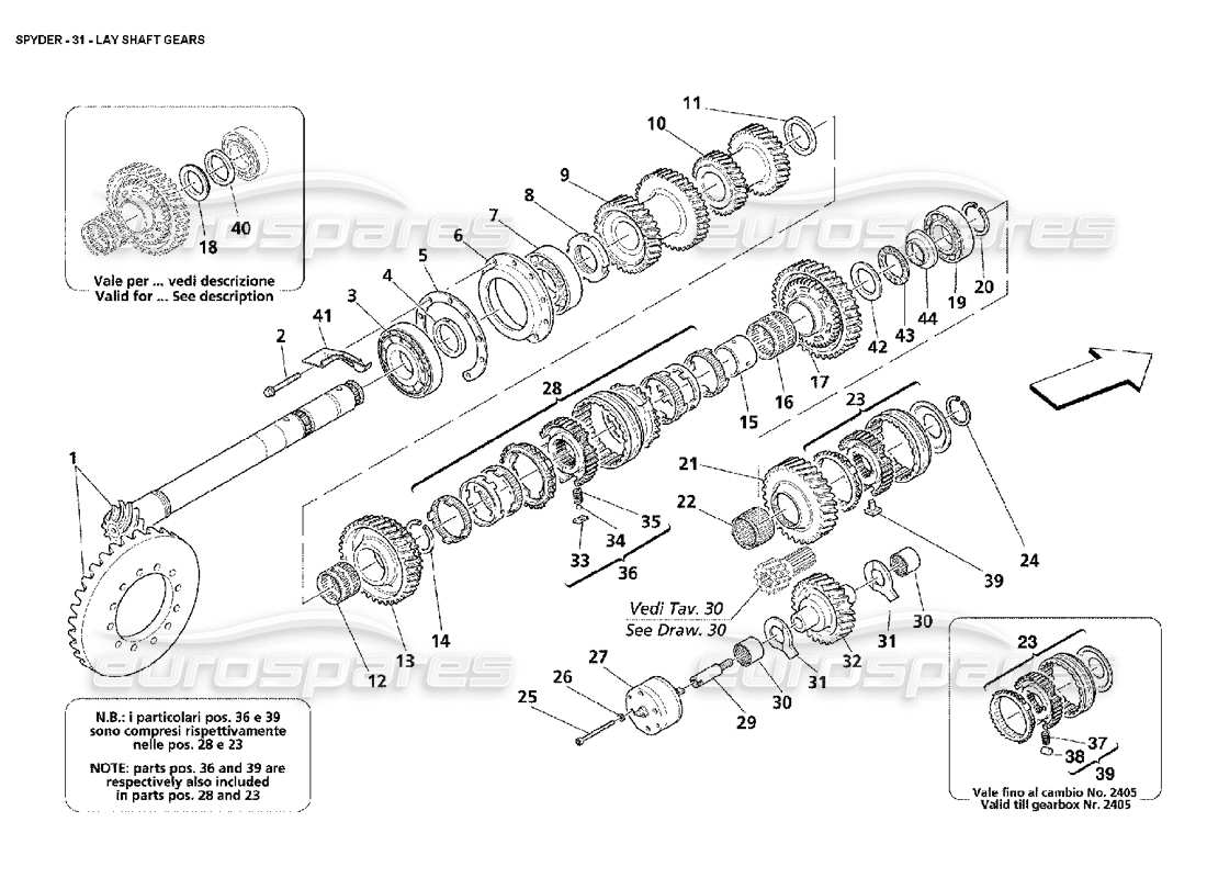 maserati 4200 spyder (2002) lay shaft gears parts diagram
