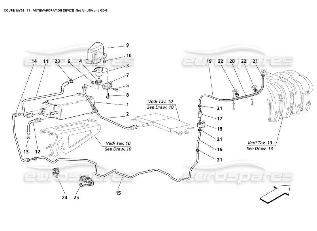 maserati 4200 coupe (2004) antievaporation device not for usa and cdn parts diagram