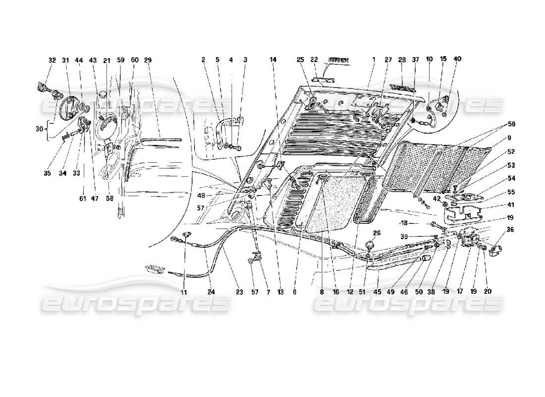ferrari 512 m rear hood parts diagram