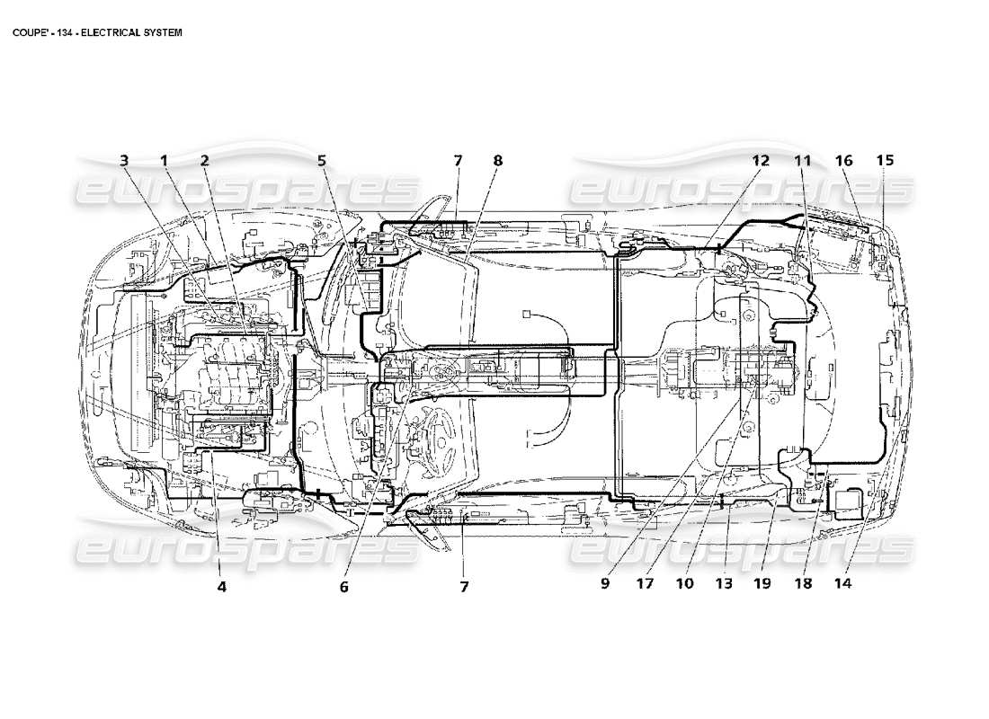 maserati 4200 coupe (2002) electrical system parts diagram