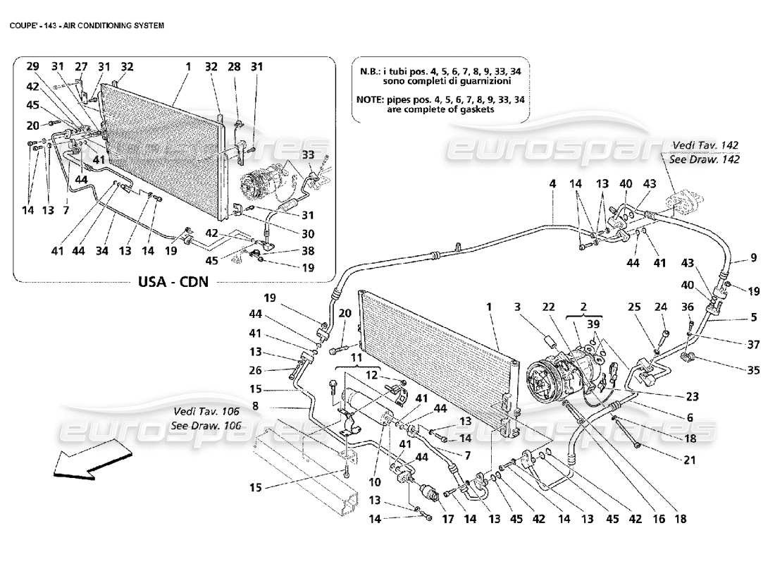 maserati 4200 coupe (2002) air conditioning system parts diagram