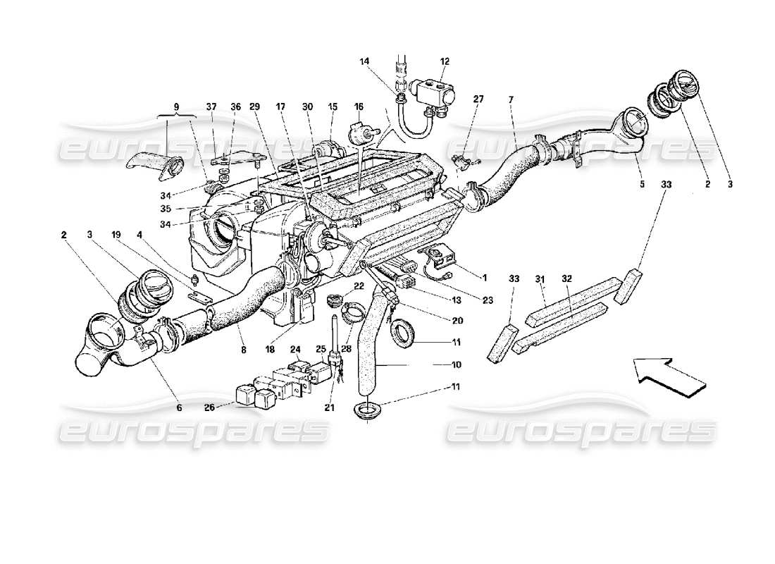 ferrari 512 m air conditioning unit part diagram