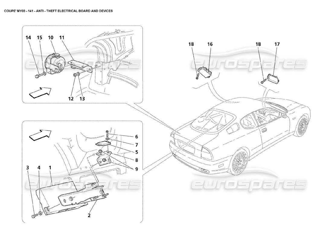 maserati 4200 coupe (2003) anti theft electrical boards and devices part diagram