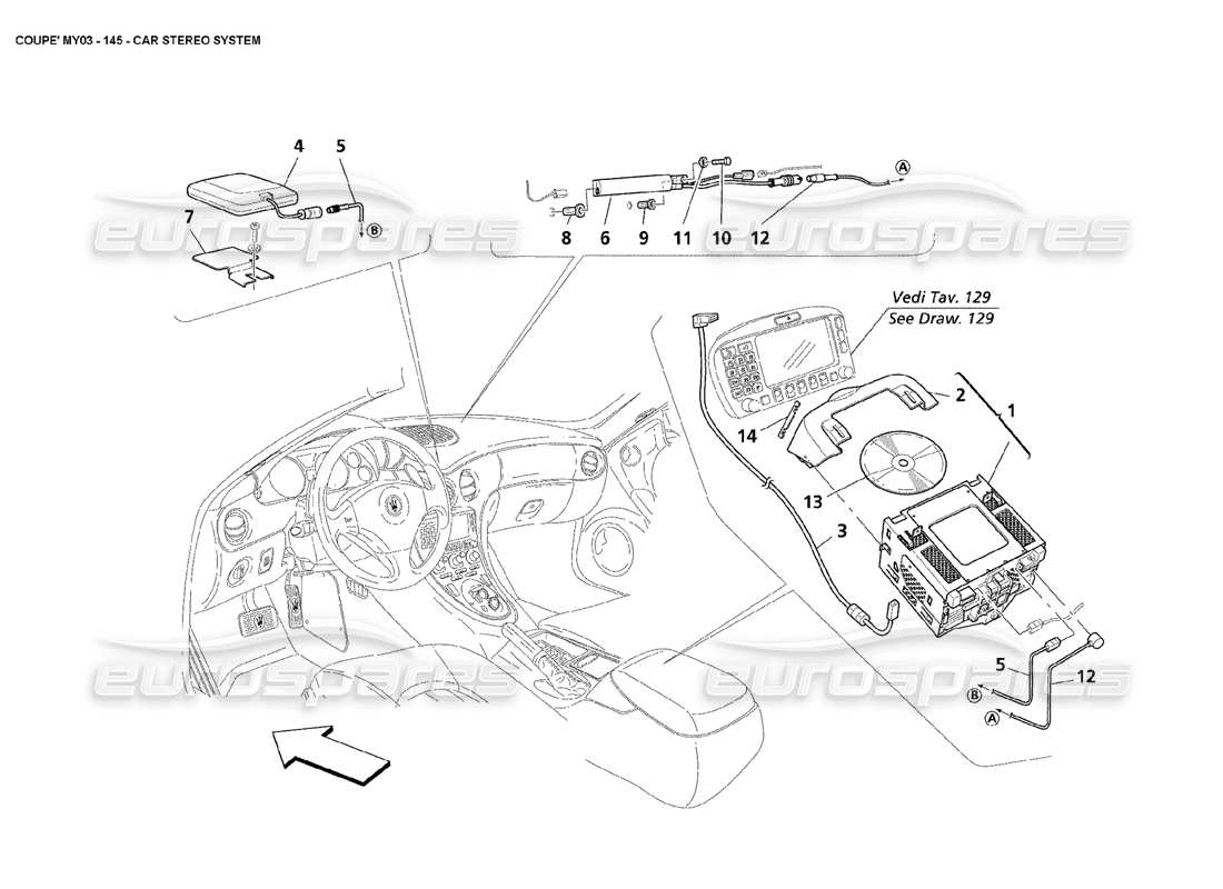 maserati 4200 coupe (2003) car stereo system part diagram