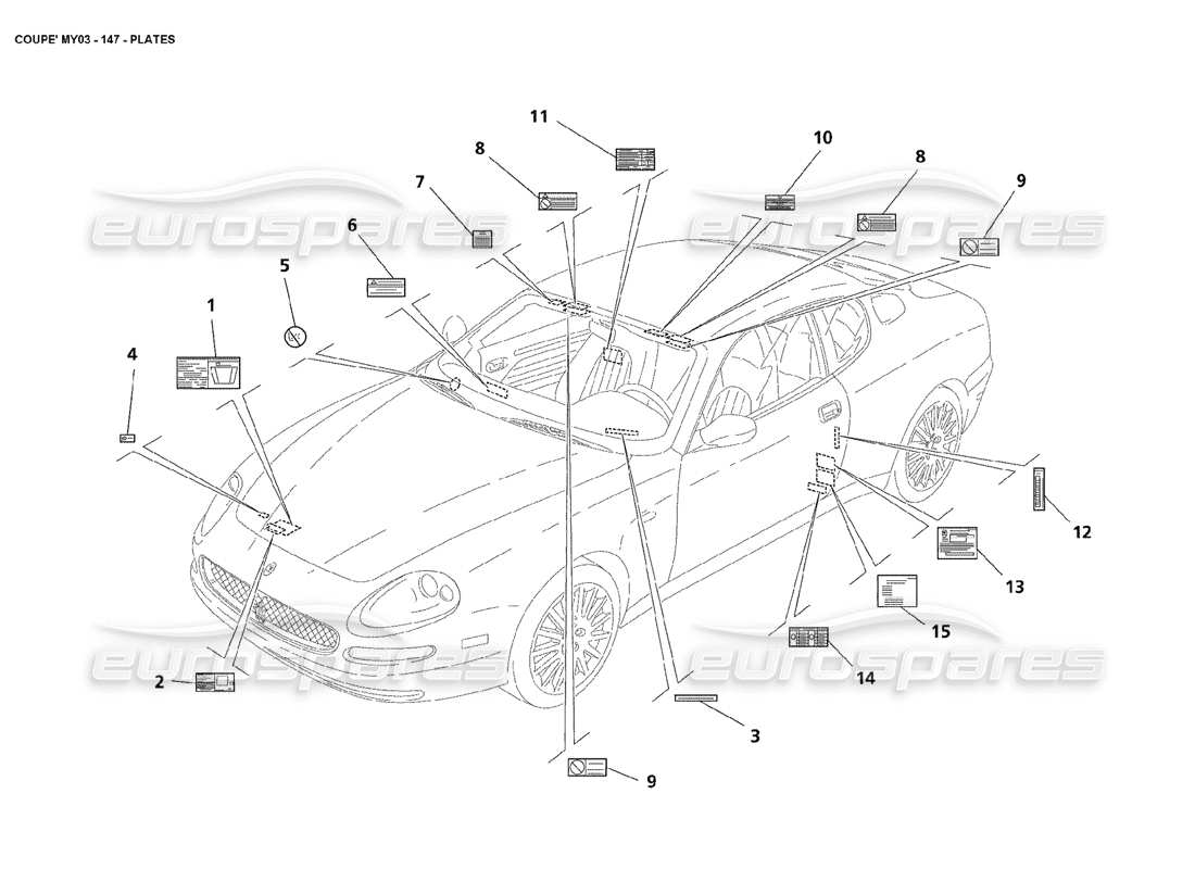 maserati 4200 coupe (2003) plates parts diagram