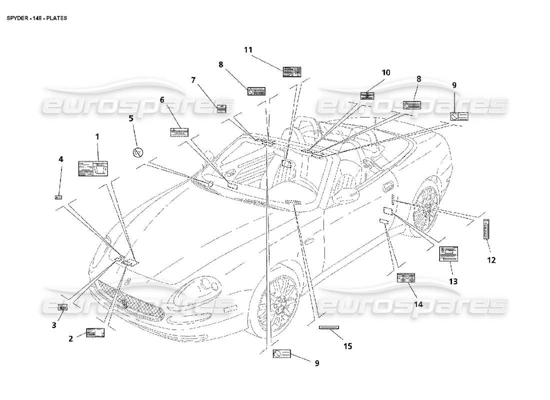 maserati 4200 spyder (2002) plates parts diagram