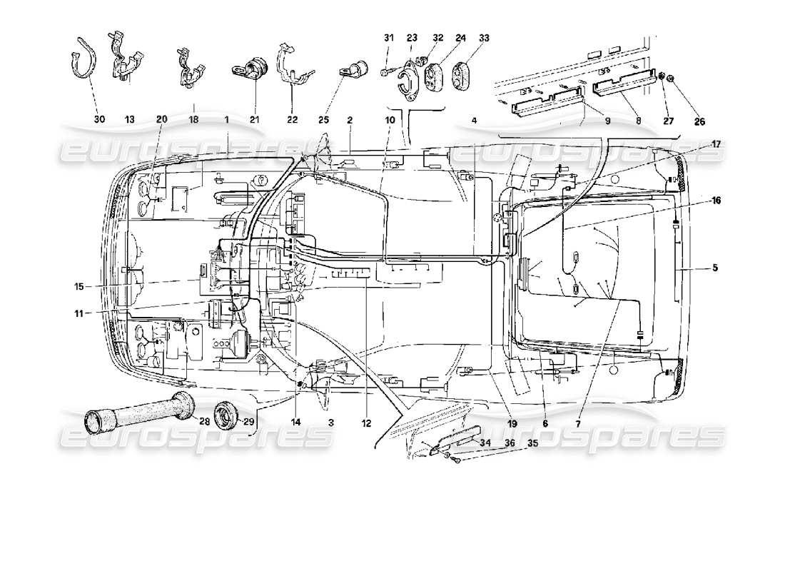 ferrari 512 m electric system parts diagram
