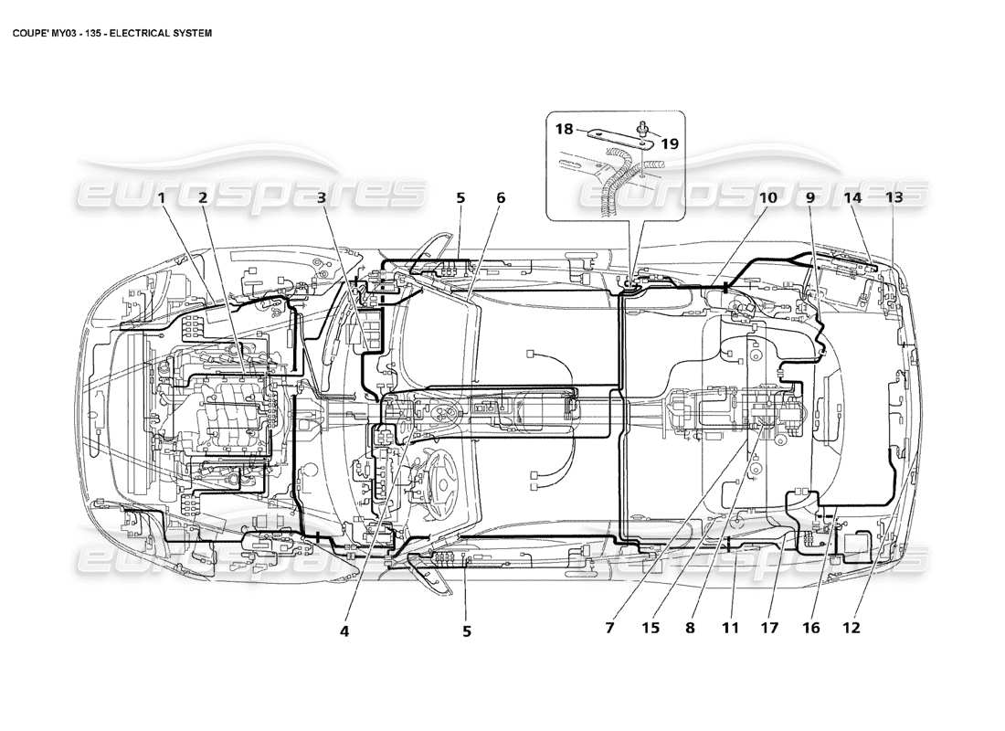 maserati 4200 coupe (2003) electrical system parts diagram