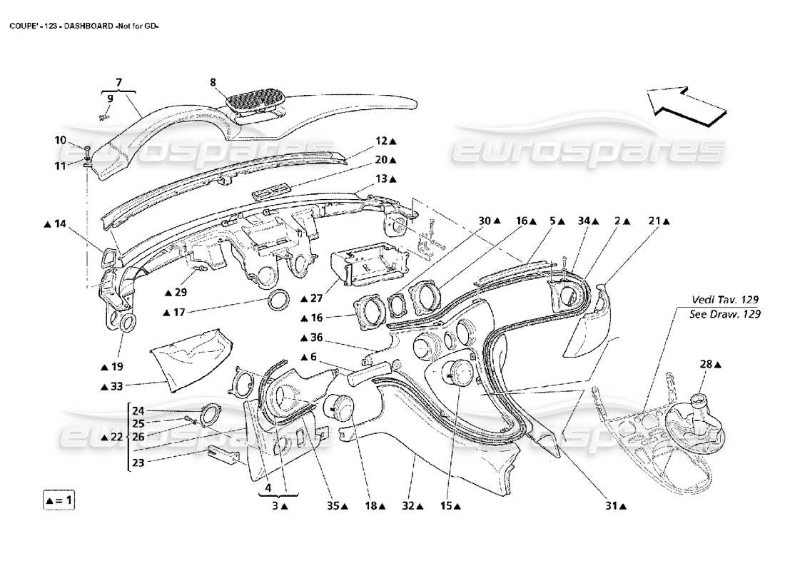 maserati 4200 coupe (2002) dashboard -not for gd part diagram