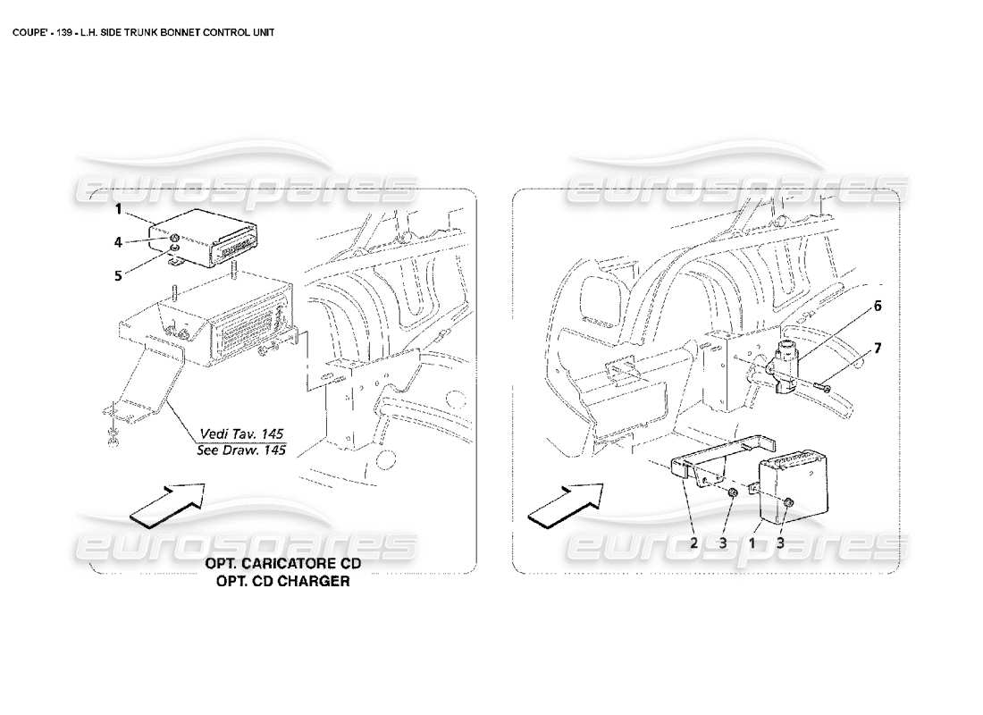 maserati 4200 coupe (2002) lh side trunk bonnet control unit parts diagram