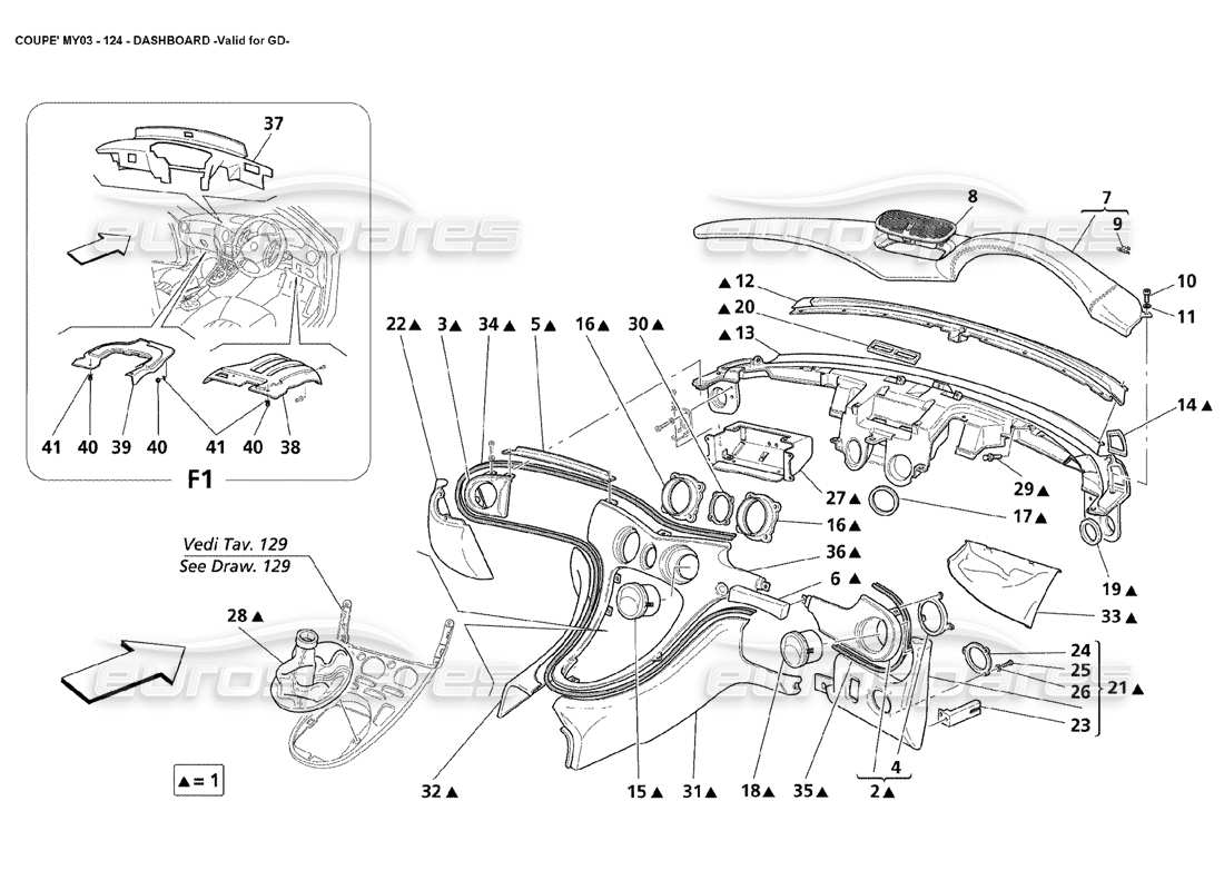 maserati 4200 coupe (2003) dashboards - valid for gd part diagram