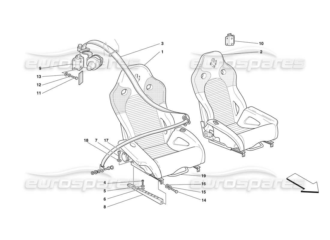 ferrari f50 seats and safety belts -not for usa- parts diagram