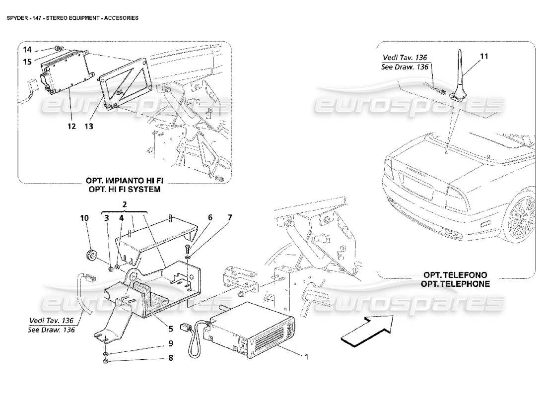 a part diagram from the maserati 4200 spyder (2002) parts catalogue