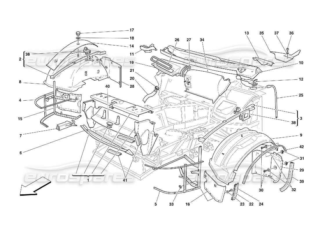 a part diagram from the ferrari 550 maranello parts catalogue