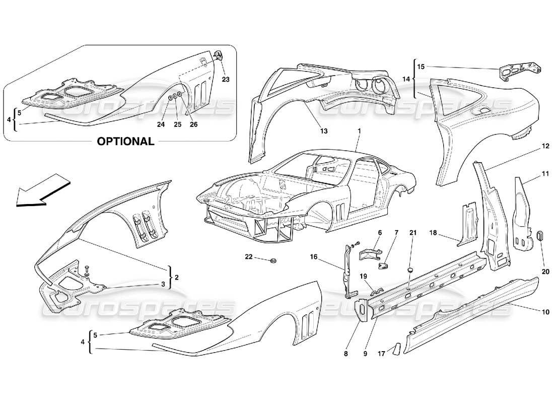 a part diagram from the ferrari 550 parts catalogue