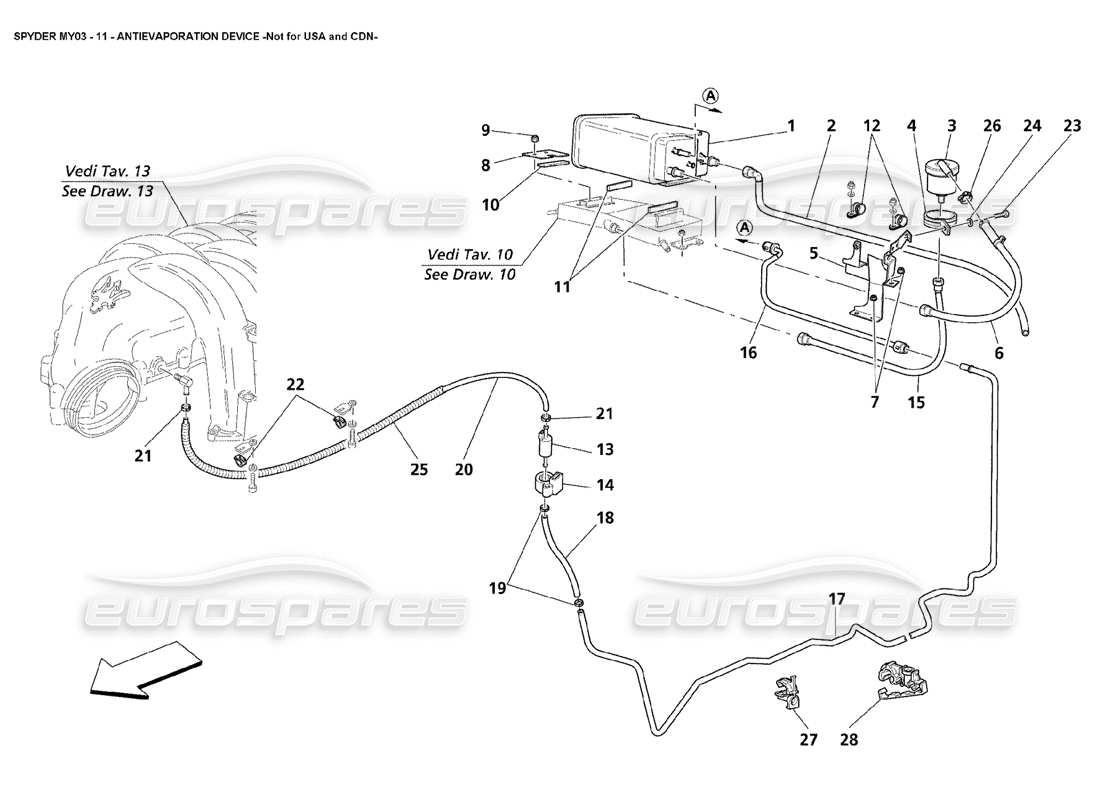 a part diagram from the maserati 4200 spyder (2003) parts catalogue