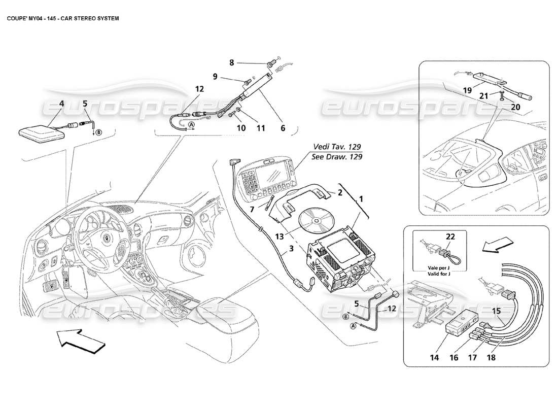 maserati 4200 coupe (2004) car stereo system parts diagram