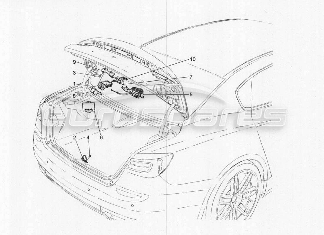 a part diagram from the maserati quattroporte m156 (2014 onwards) parts catalogue
