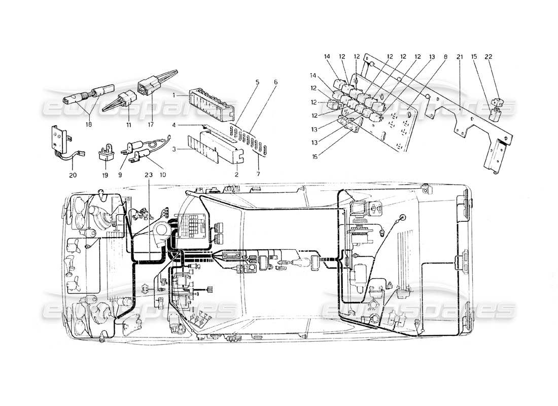 a part diagram from the ferrari 308 gt4 dino (1979) parts catalogue