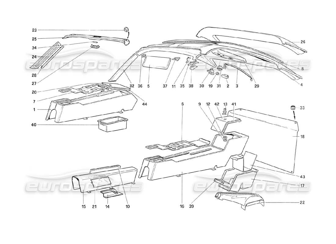 a part diagram from the ferrari 208 turbo (1989) parts catalogue