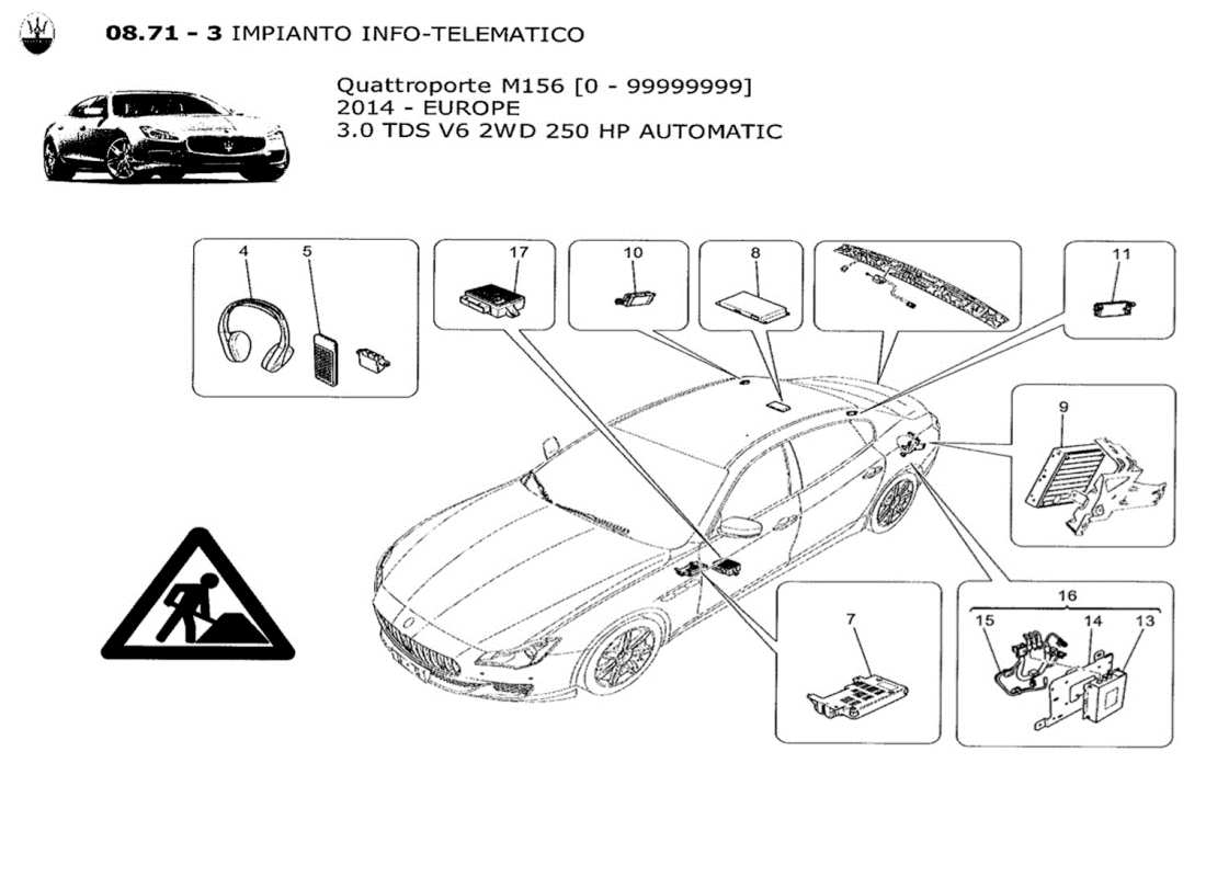a part diagram from the maserati qtp. v6 3.0 tds 250bhp 2014 parts catalogue