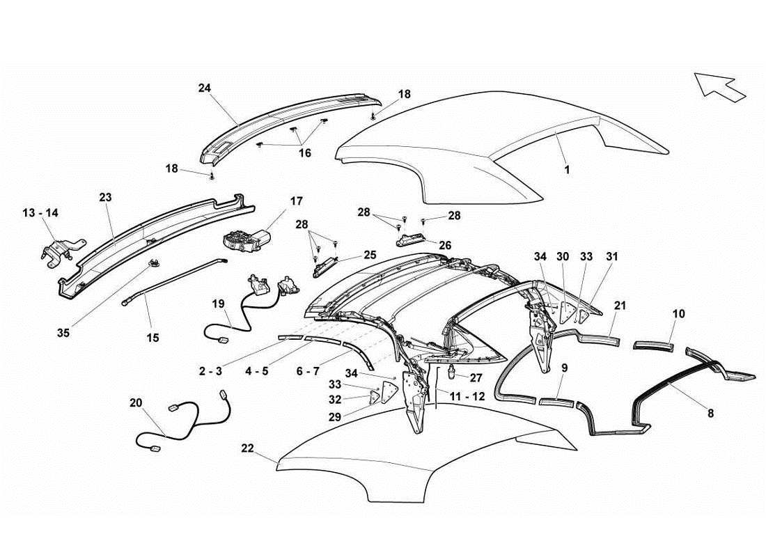 a part diagram from the Lamborghini Gallardo LP560-4s update parts catalogue