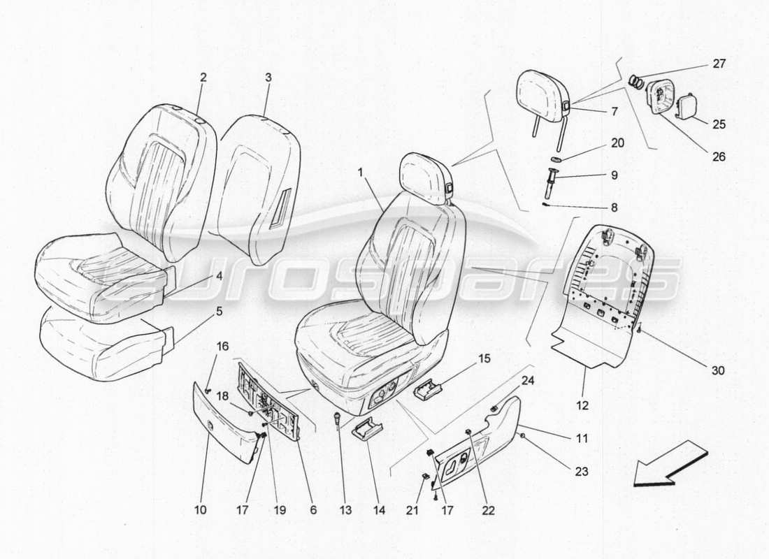 a part diagram from the Maserati QTP. V8 3.8 530bhp Auto 2015 parts catalogue