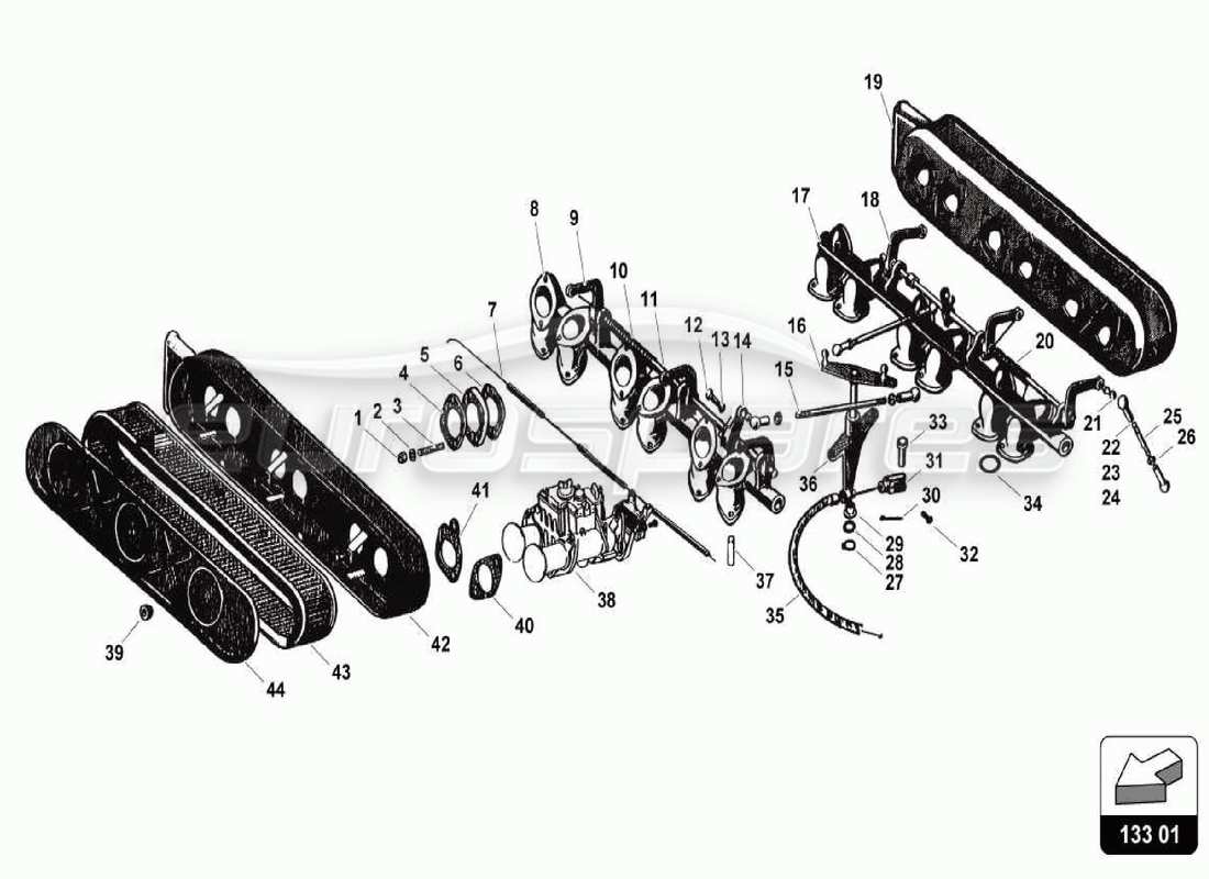 a part diagram from the lamborghini 350 gt parts catalogue