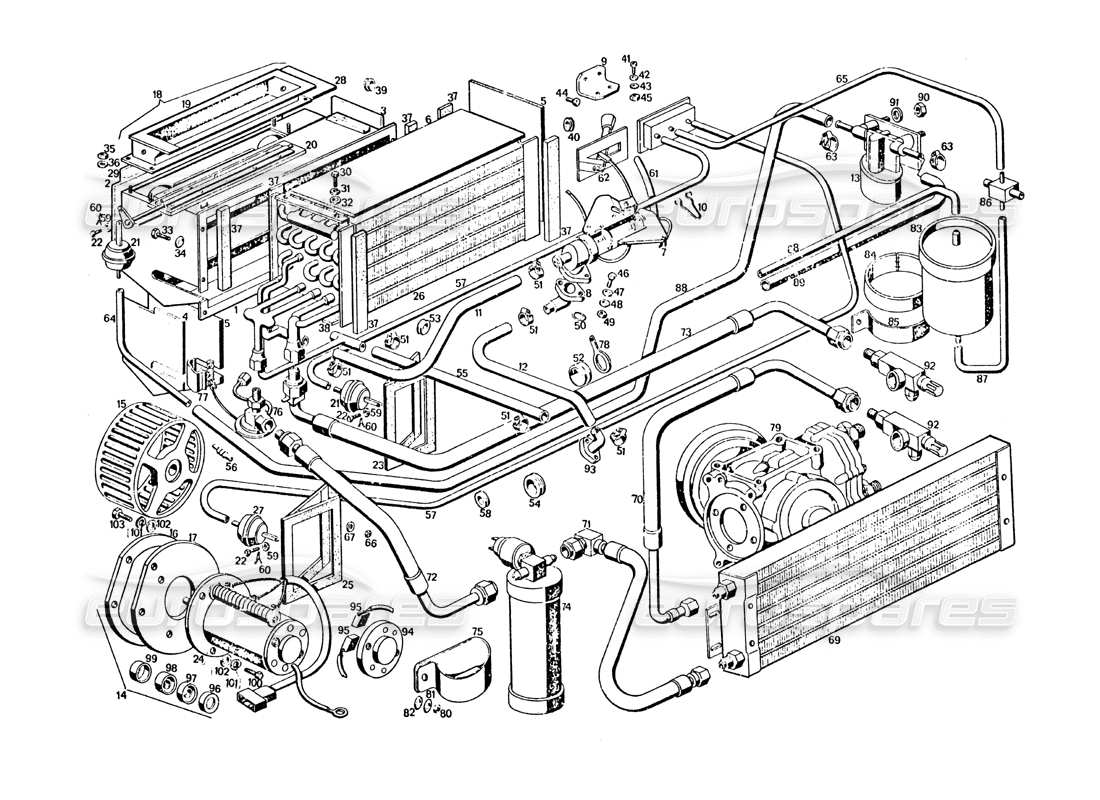 a part diagram from the maserati khamsin parts catalogue