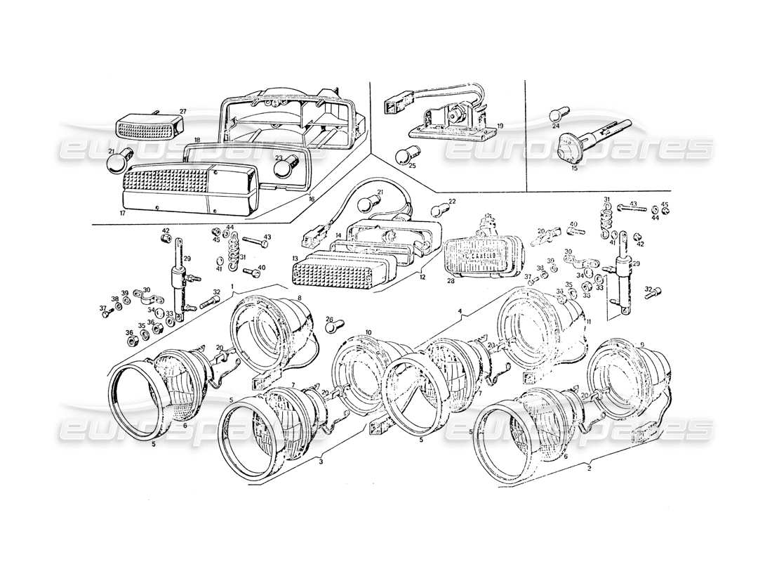 a part diagram from the maserati khamsin parts catalogue