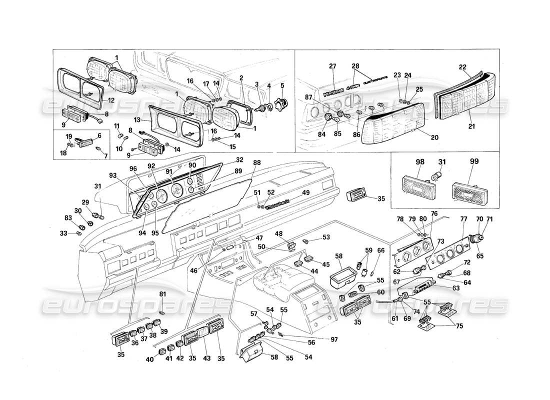 a part diagram from the maserati qtp.v8 4.9 (s3) 1979 parts catalogue