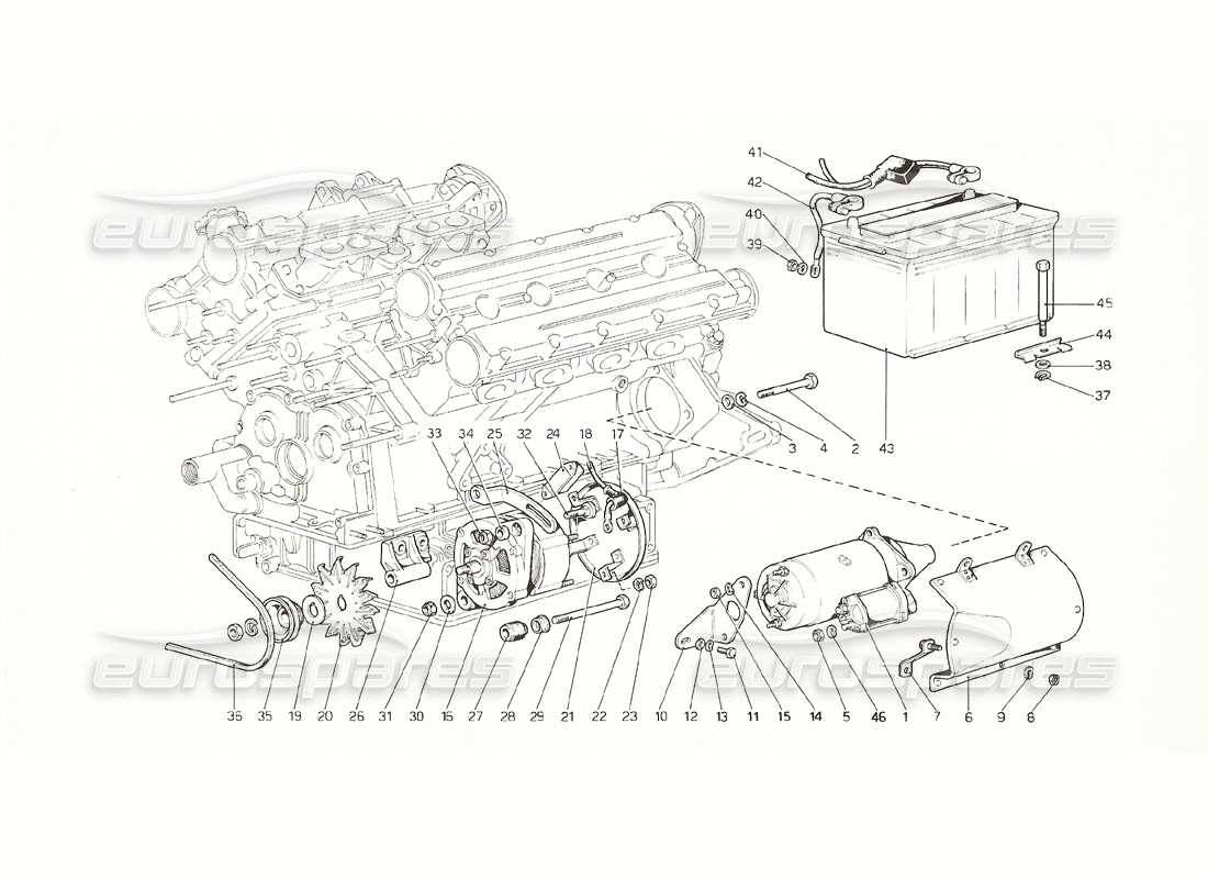 a part diagram from the Ferrari 308 GT4 Dino (1976) parts catalogue