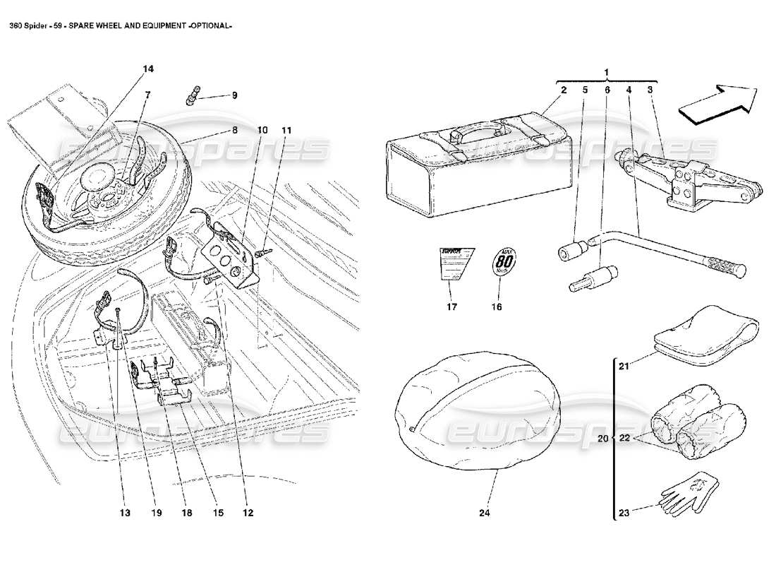 a part diagram from the ferrari 360 spider parts catalogue