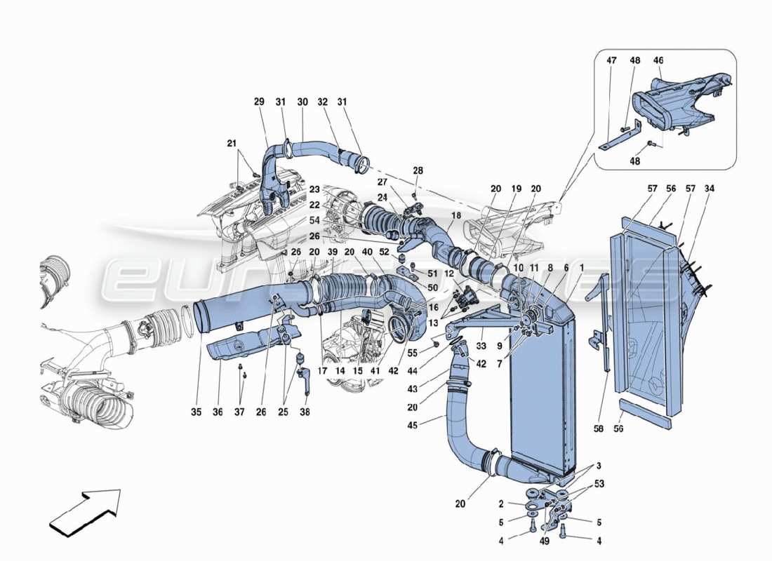 a part diagram from the Ferrari 488 Challenge parts catalogue