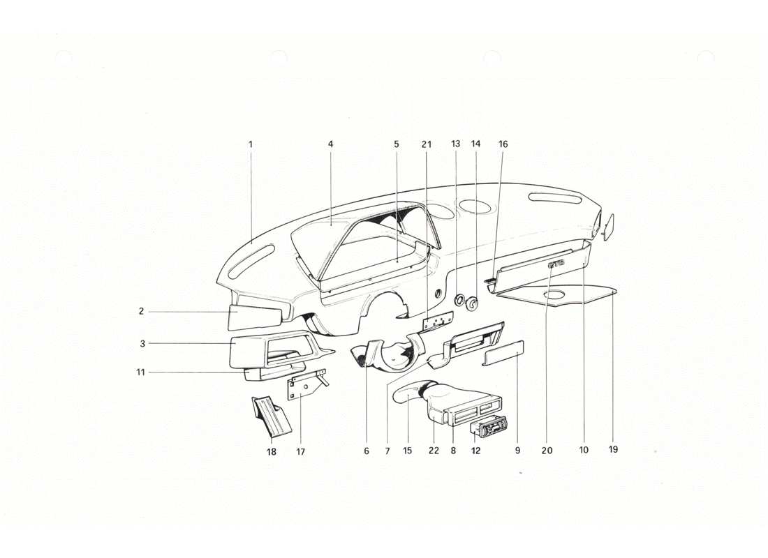 VIEW PARTS DIAGRAMS FROM THE FERRARI 208 GTB GTS PARTS CATALOGUE a part diagram from the ferrari 208 gtb gts parts catalogue
