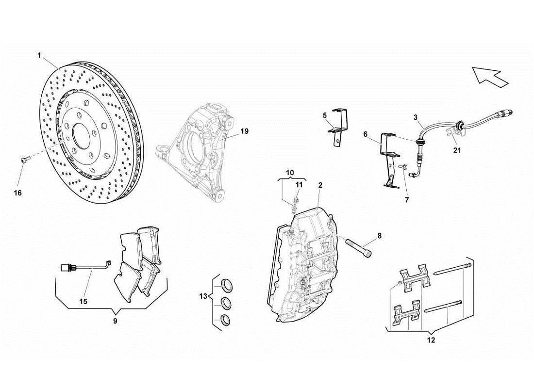 a part diagram from the Lamborghini Gallardo LP570-4s Perform parts catalogue