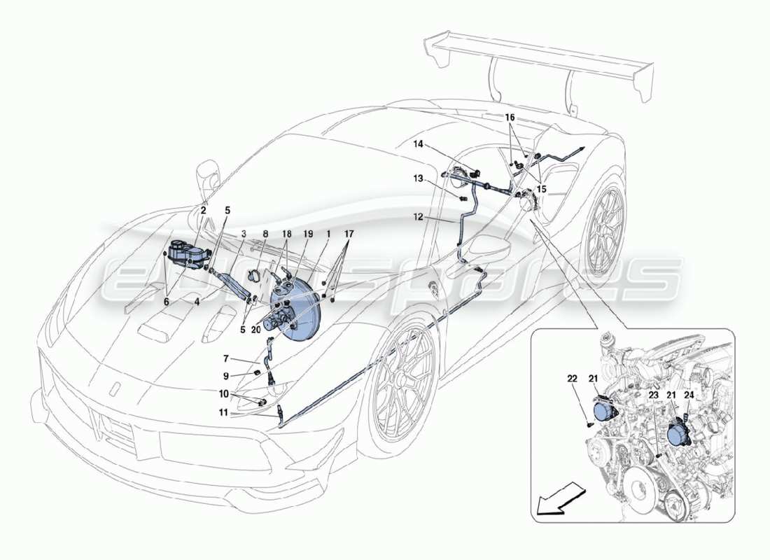 a part diagram from the Ferrari 488 Challenge parts catalogue
