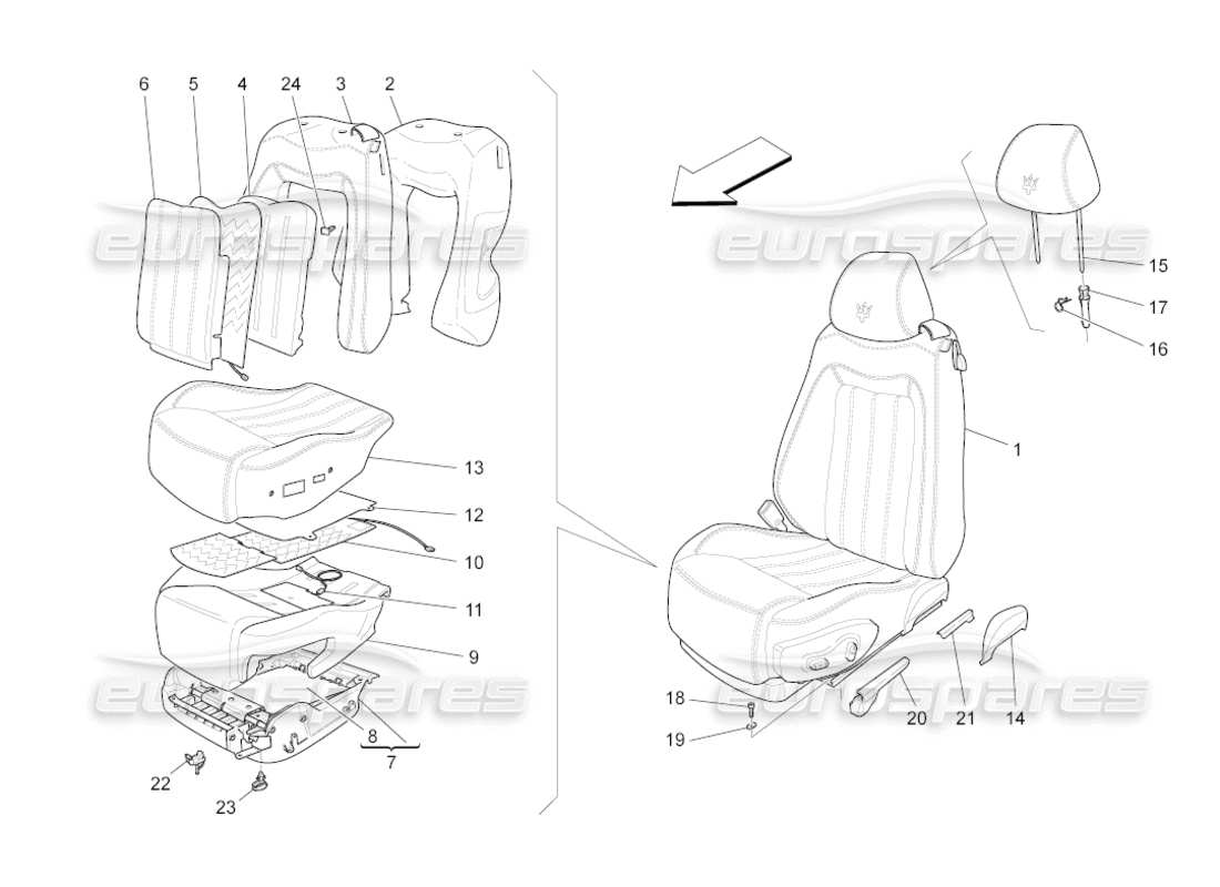 a part diagram from the maserati grancabrio parts catalogue