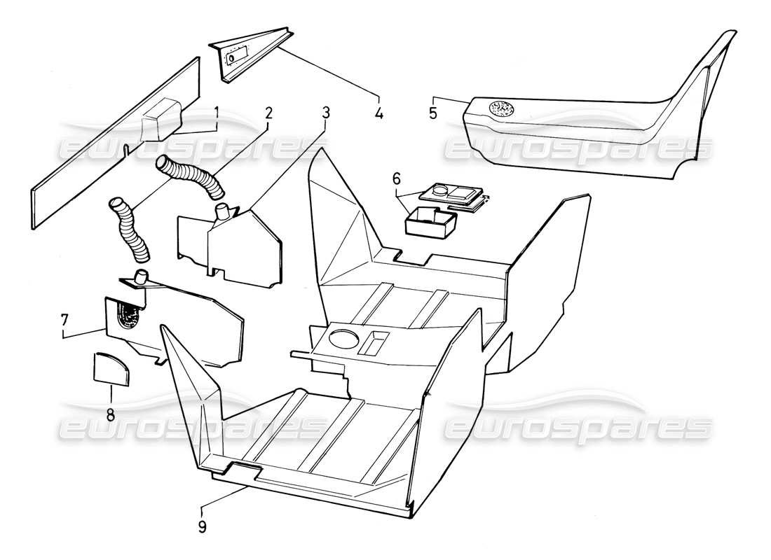 a part diagram from the lamborghini countach 5000 qv (1985) parts catalogue