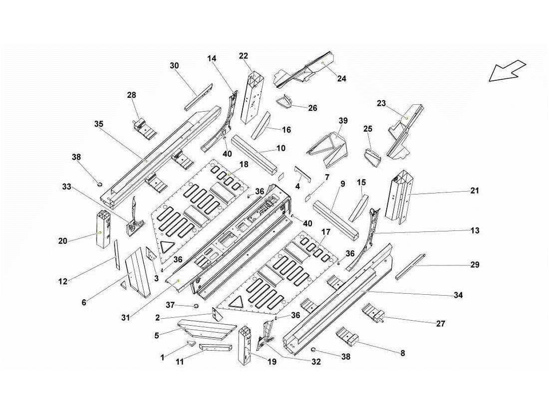 a part diagram from the Lamborghini Gallardo LP570-4s Perform parts catalogue