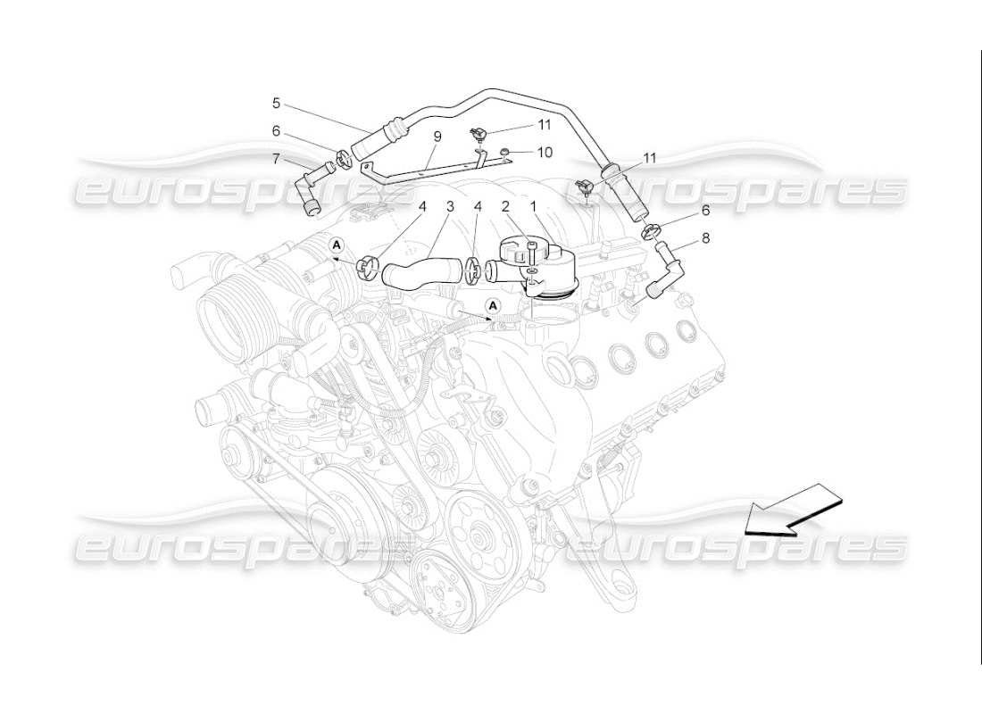 a part diagram from the maserati qtp. (2008) 4.2 auto parts catalogue