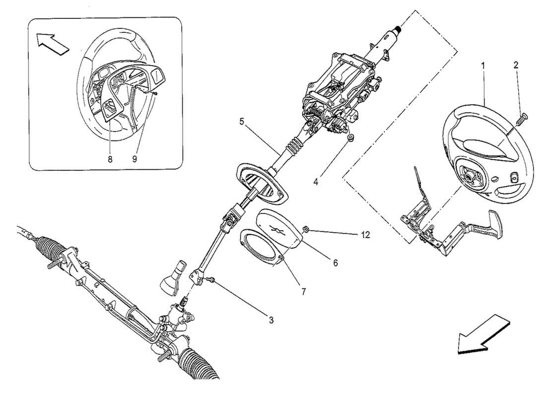 a part diagram from the maserati quattroporte m156 (2014 onwards) parts catalogue