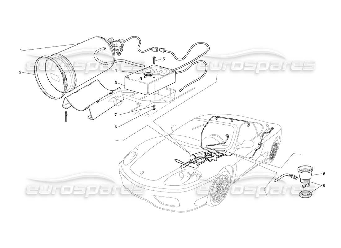 a part diagram from the ferrari 360 challenge (2000) parts catalogue