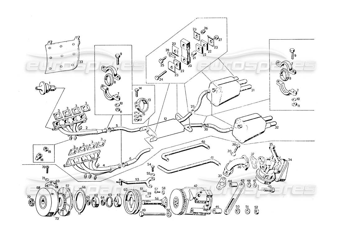 a part diagram from the maserati khamsin parts catalogue
