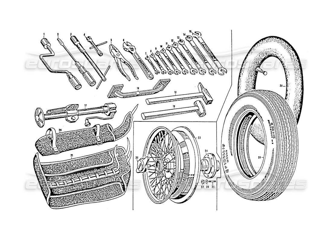 VIEW PARTS DIAGRAMS FROM THE MASERATI 3500 GT PARTS CATALOGUE a part diagram from the maserati 3500 gt parts catalogue