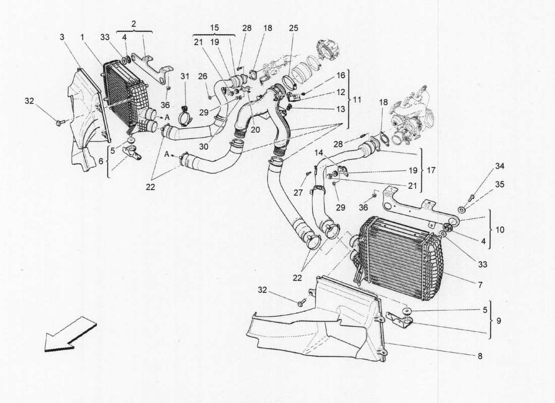 a part diagram from the maserati qtp. v6 3.0 bt 410bhp 2015 parts catalogue